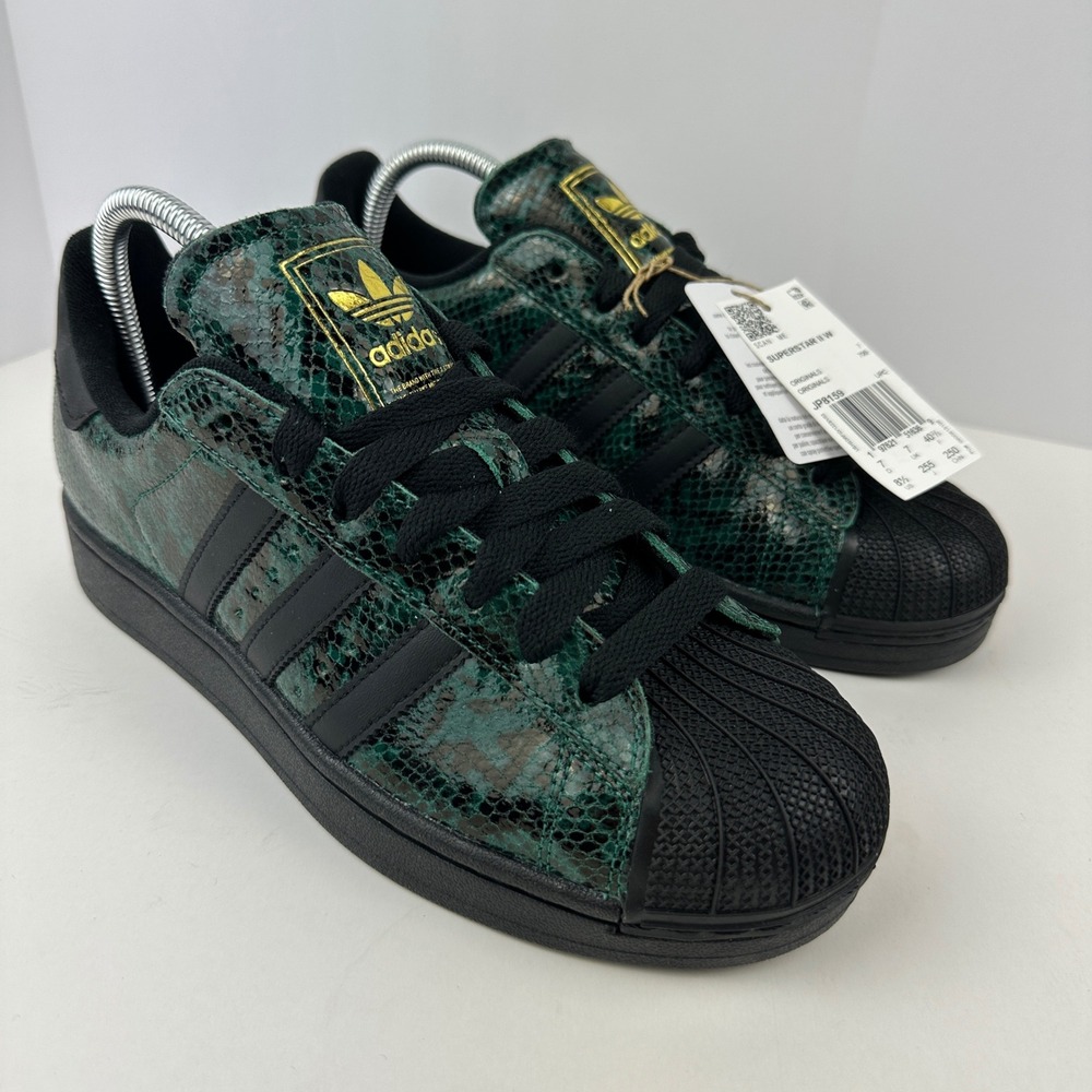 Adidas Women's Superstar Snake Print Sneakers in Green & Black